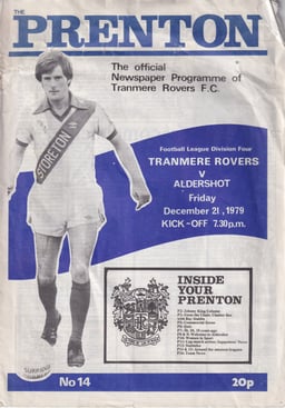 Tranmere Rovers v Aldershot Match Programme 1979-12-21